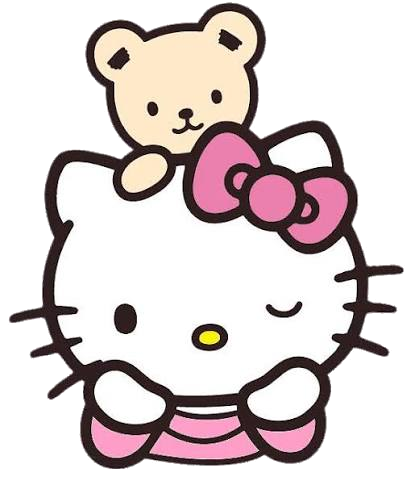 Hello Kitty avec un ourson et un nœud rose