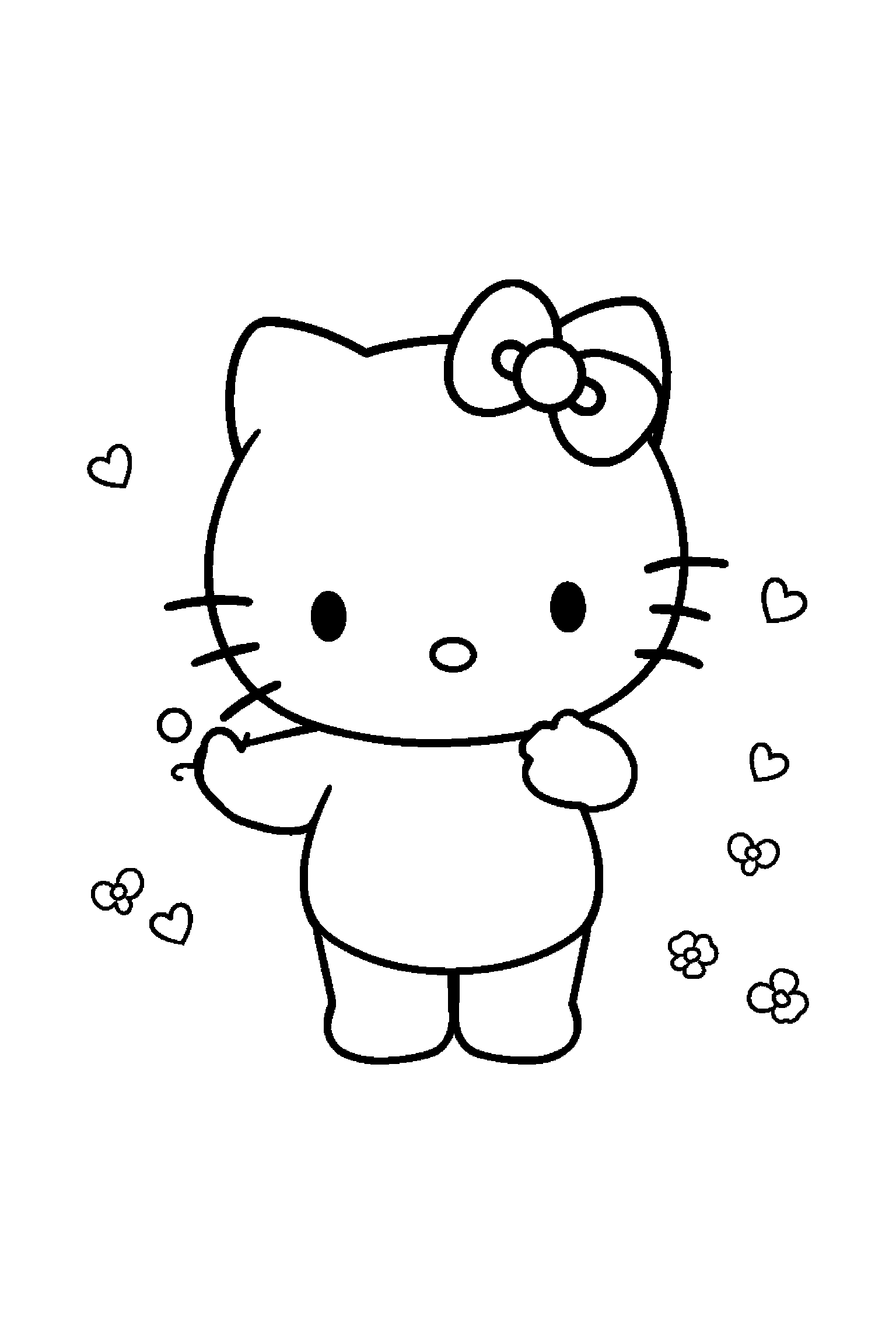 Coloriage Hello Kitty gratuit à imprimer : Keroppi debout en posture stable avec deux bras lisibles