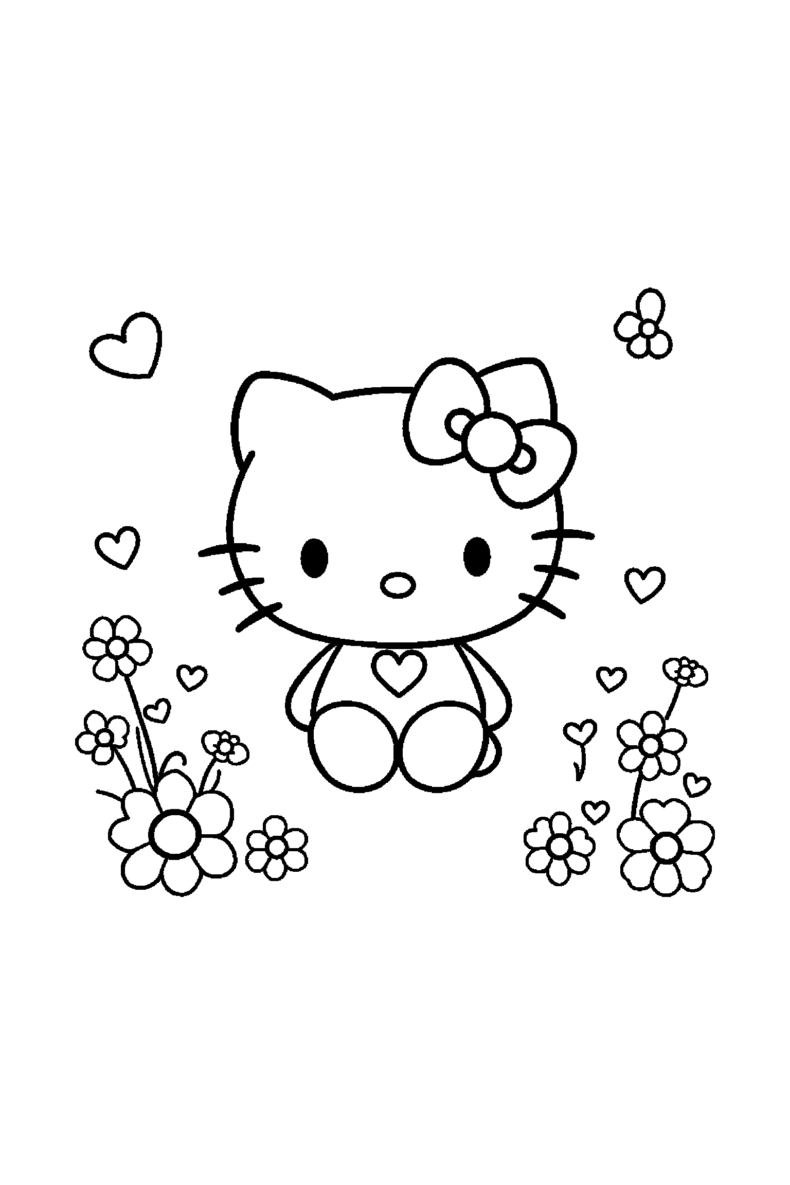 Coloriage Hello Kitty gratuit à imprimer : My Melody posé au centre de la page