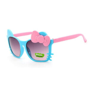 Lunettes de soleil Hello Kitty bleu nœud rose