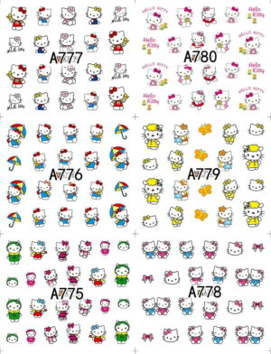 Transfert d’eau nail art Hello Kitty simple