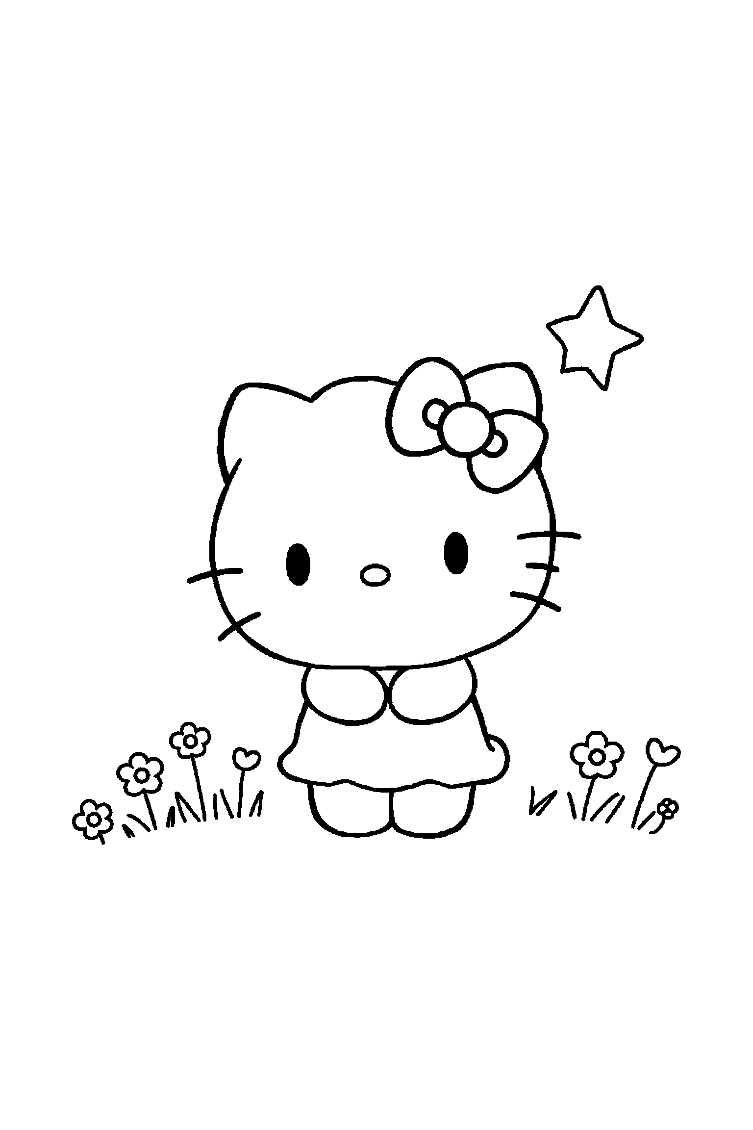 Coloriage Hello Kitty gratuit à imprimer : Pompompurin qui regarde une étoile