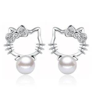 Boucle d'oreille Hello Kitty perle
