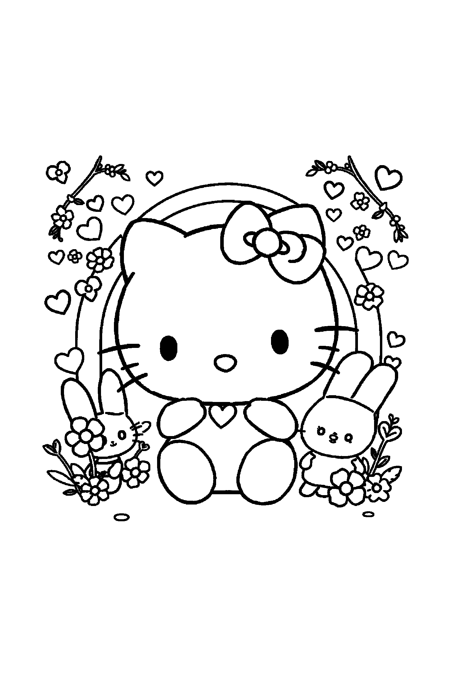 Coloriage Hello Kitty gratuit à imprimer : Cinnamoroll avec un décor d'arrière-plan