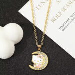 Collier Hello Kitty lune or