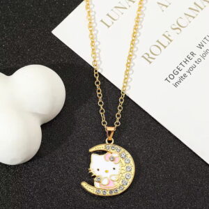 Collier Hello Kitty lune or