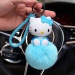Porte-clés Hello Kitty pompon bleu