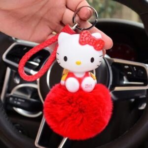 Porte-clés Hello Kitty pom-pom rouge