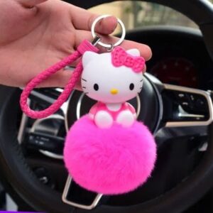 Porte-clés Hello Kitty pom-pom rose bonbon