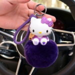 Porte-clés Hello Kitty pompon violet