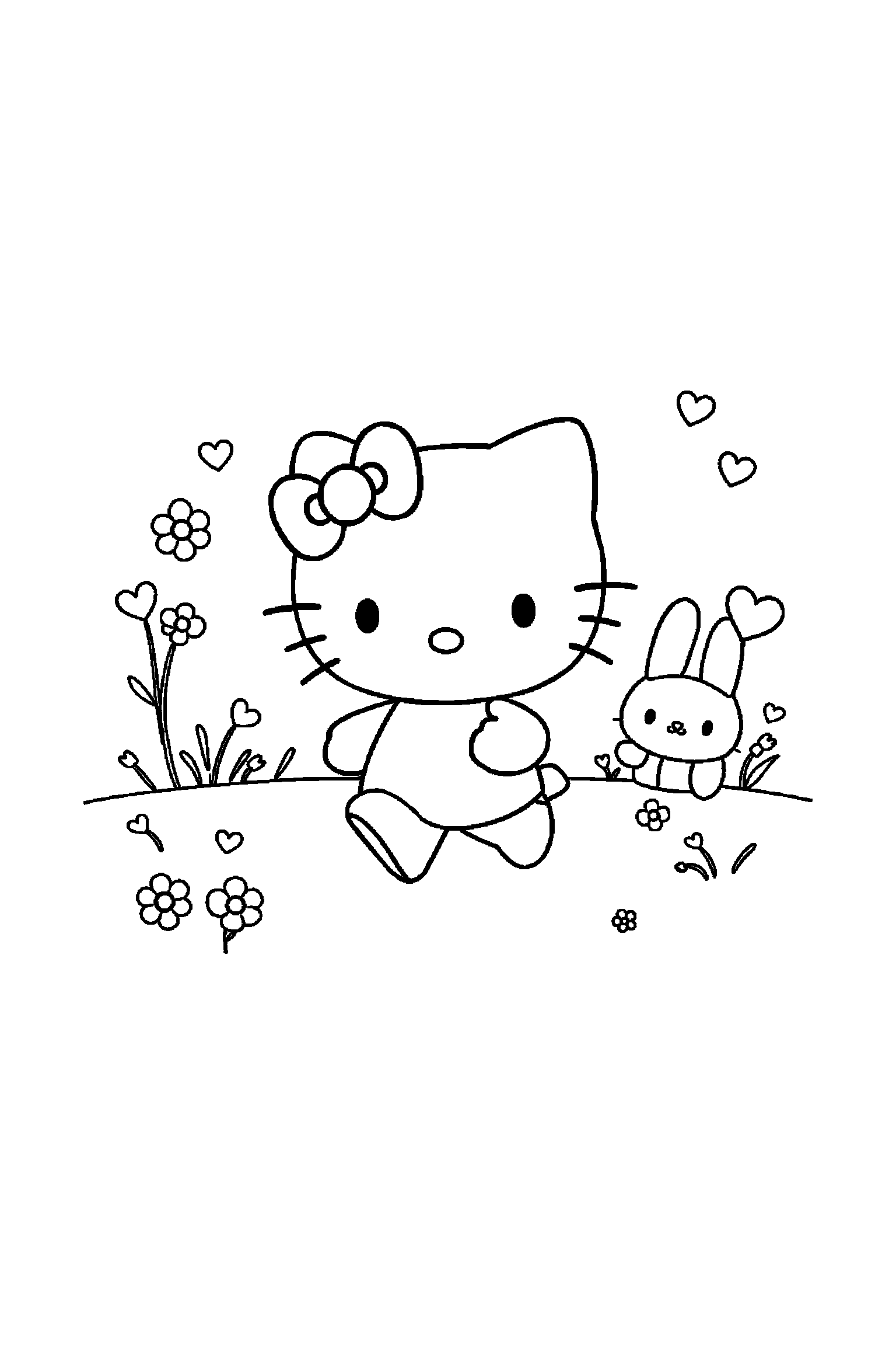Coloriage Hello Kitty gratuit à imprimer : Keroppi en mouvement avec des lignes simples