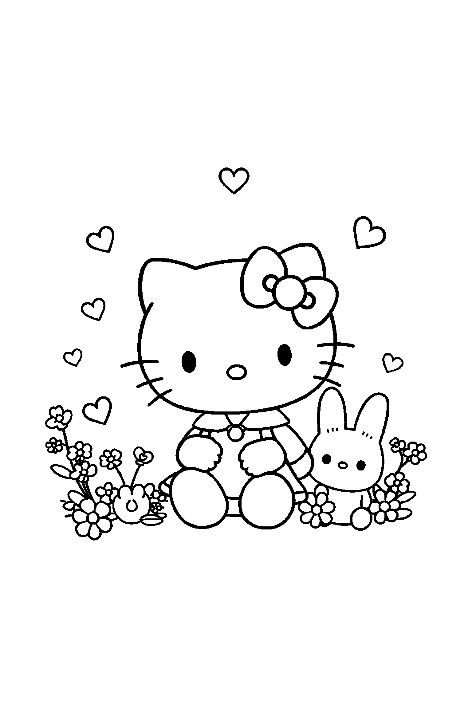 Coloriage Hello Kitty gratuit à imprimer : Badtz-Maru dans un cadre décoratif léger