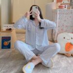 Pyjama Cinnamoroll rayé bleu coton
