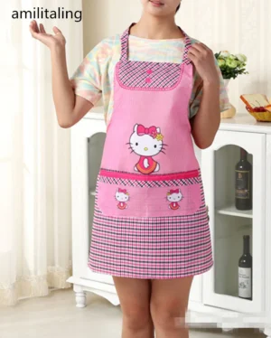 Tablier Hello Kitty à carreaux rose