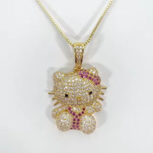 Collier Hello Kitty diamant or