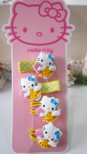 Barrette et élastique cheveux Hello Kitty jaune