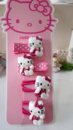 Barrette et élastique cheveux Hello Kitty rose