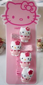 Barrette et élastique Hello Kitty rose clair