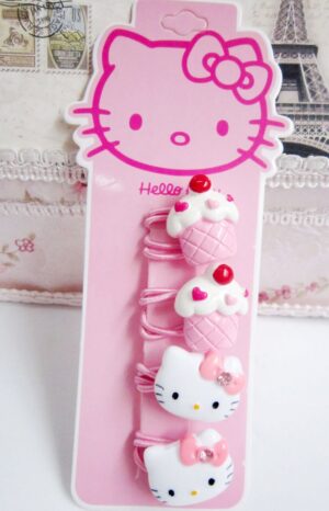 Élastique cheveux gâteau Hello Kitty rose