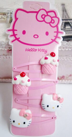 Barrette gâteau Hello Kitty rose