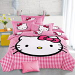 Parure de lit Hello Kitty à carreaux