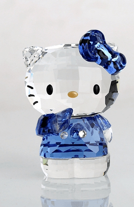 Figurine Hello Kitty cristal bleu