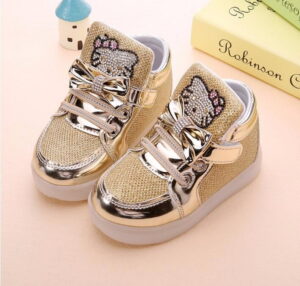 Chaussures Hello Kitty nœud or