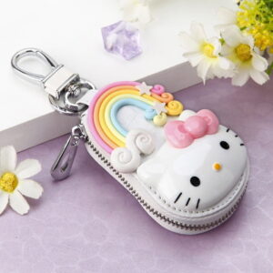 Porte-clés Hello Kitty blanc arc-en-ciel