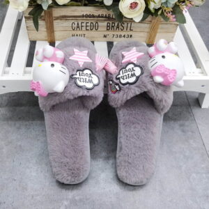 Chaussons tongs Hello Kitty gris