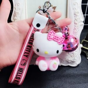Porte-clés Hello Kitty grelot violet assis