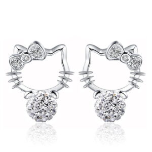 Boucle d’oreille Hello Kitty pierre de lune
