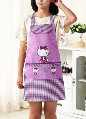 Tablier Hello Kitty à carreaux violet