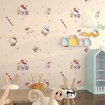 Papier peint Hello Kitty cute jaune