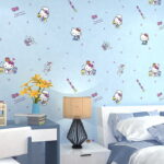 Papier peint Hello Kitty cute bleu