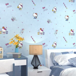 Papier peint Hello Kitty cute bleu