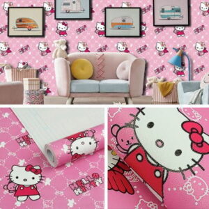 Papier peint Hello Kitty carreaux