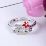 Bague Hello Kitty fleur rouge