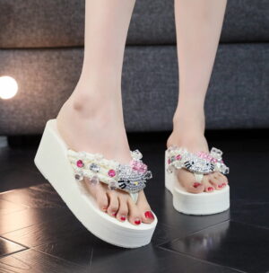 Tongs Hello Kitty strass blanc