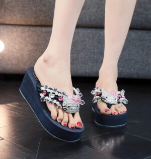 Tongs Hello Kitty strass bleu