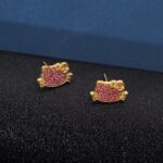Boucle d'oreille Hello Kitty cristal bleu
