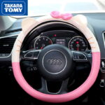 Couverture de volant Hello Kitty rose et blanc